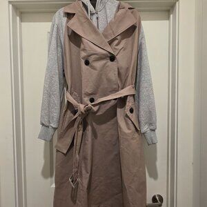 KBB by Kahlana Sweatshirt Trench Coat - Khaki Medium